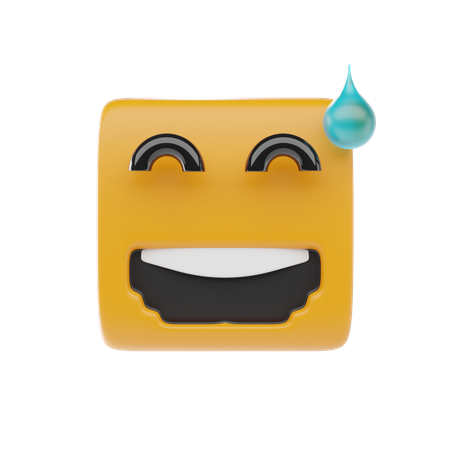 Cara sonriente con sudor  3D Icon