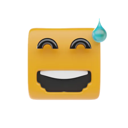 Cara sonriente con sudor  3D Icon