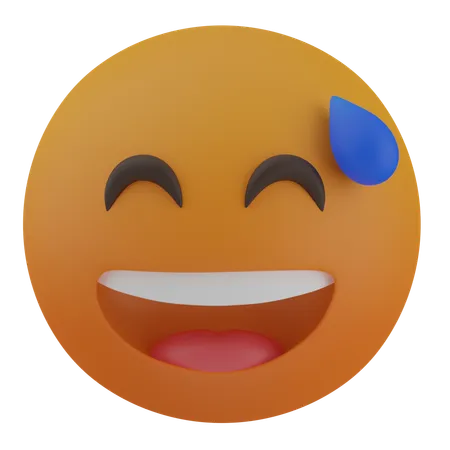 Cara sonriente con sudor  3D Icon