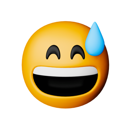 Cara sonriente con emoji de sudor  3D Icon