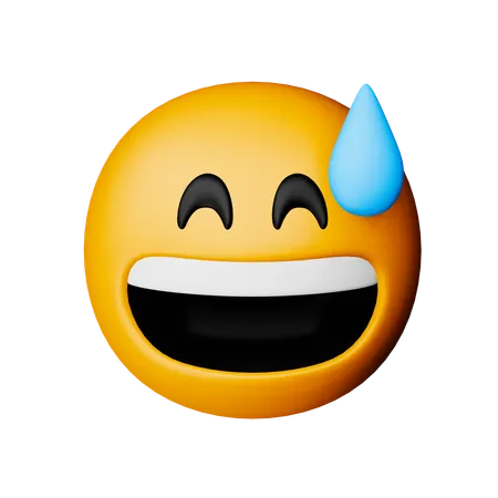 Cara sonriente con emoji de sudor  3D Icon