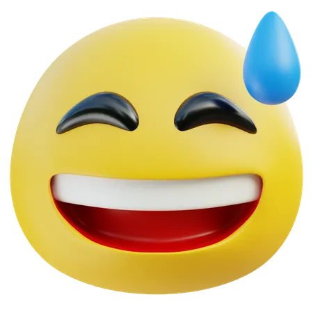 Cara sonriente con emoji de sudor  3D Icon