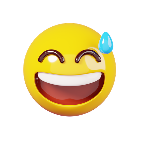 Cara sonriente con emoji de sudor  3D Emoji