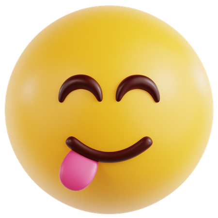 Cara sonriente lamiéndose los labios  3D Icon