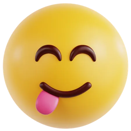 Cara sonriente lamiéndose los labios  3D Icon