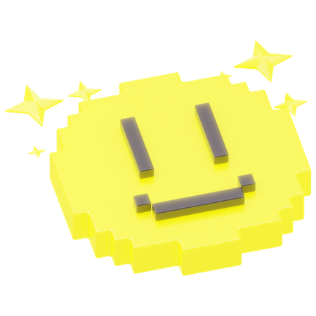 Cara sonriente pixelada  3D Icon