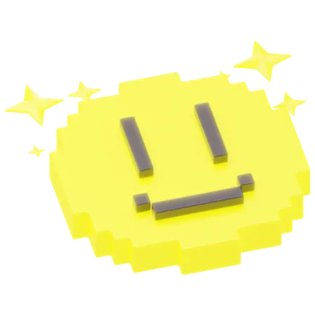 Cara sonriente pixelada  3D Icon