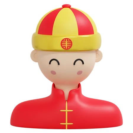 Cara vestindo traje tradicional chinês  3D Icon