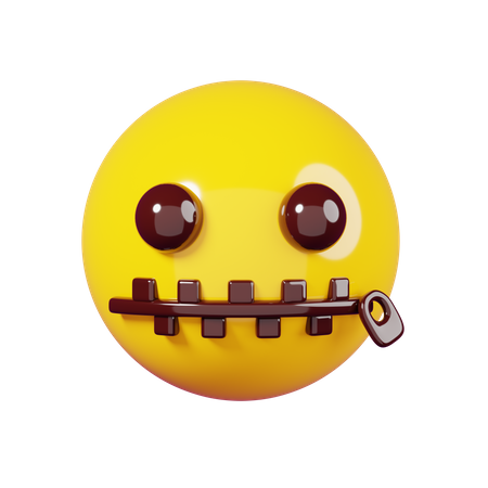 Emoji de cara y boca con cremallera  3D Emoji