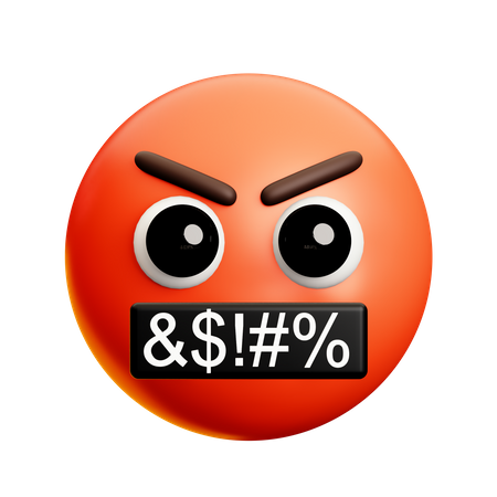 Cara de raiva com palavras duras  3D Icon