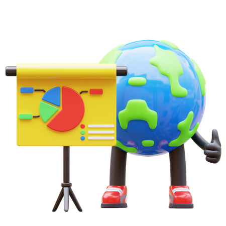 Carácter de la Tierra con pantalla de presentación  3D Icon