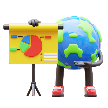 Carácter de la Tierra que muestra la presentación  3D Icon