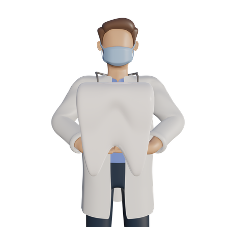 Caractère de dentiste tenant les dents  3D Icon