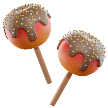 Caramel Apple Stick  3D Icon