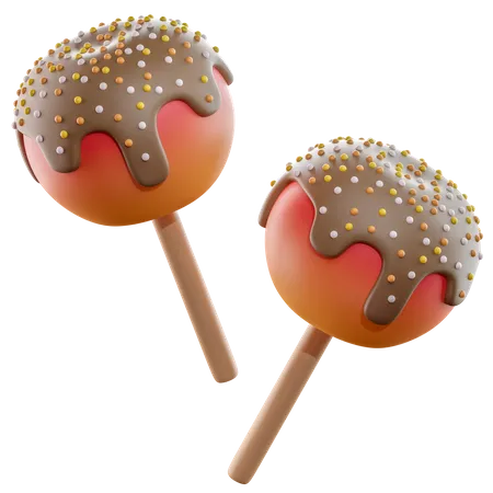 Caramel Apple Stick  3D Icon