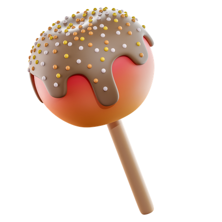 Caramel Apple Stick 3D Icon