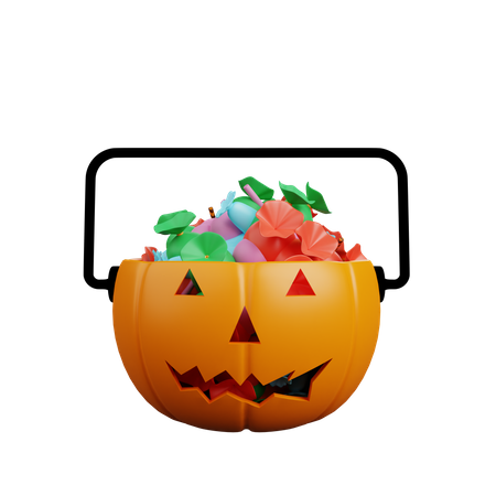 Caramelo en cabeza de calabaza  3D Illustration