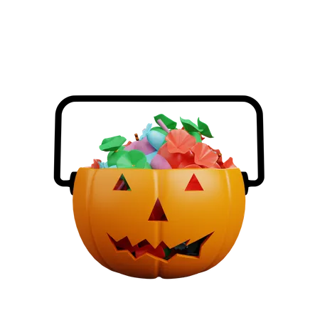 Caramelo en cabeza de calabaza  3D Illustration