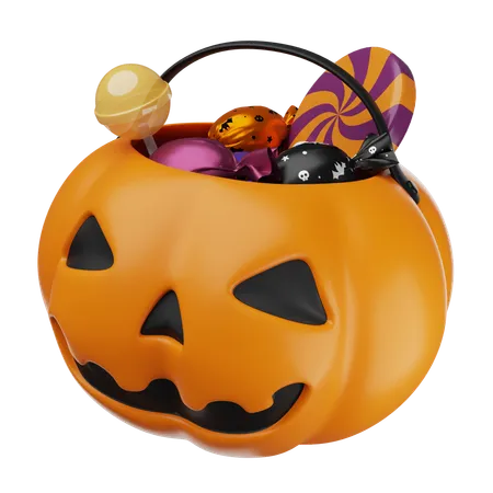 Dulces en una linterna de Jack-O-Lantern  3D Icon