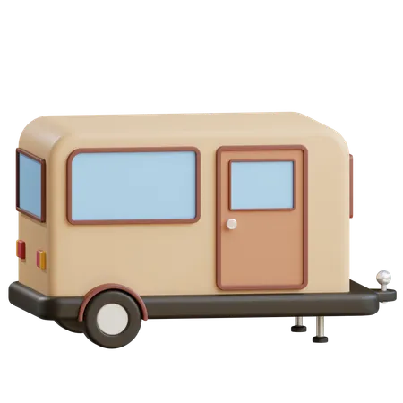 3 D Caravan Illustration With Transparent Background 3D Icon
