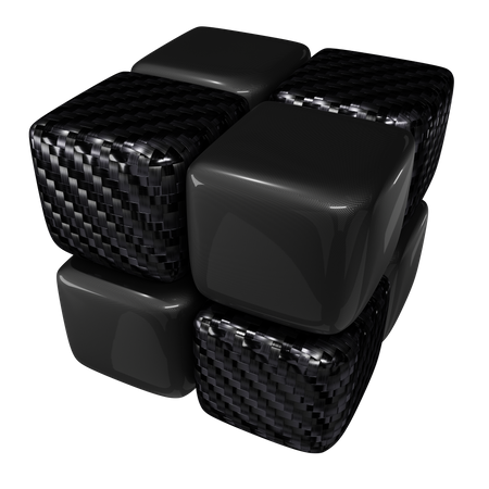 Carbon Rubik  3D Illustration