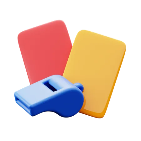 Red And Yellow Card With Whistle Football Referee Sport Judgment 3 D Icon Illustration Render Design 3D Icon