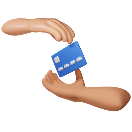 Two Hand Transaction With Credit Card 3D Icon