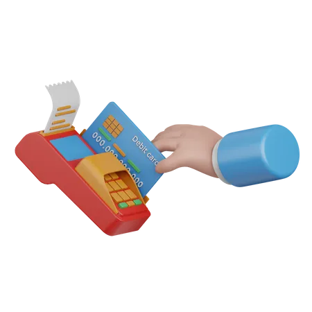 3 D Rendering Card Payment Machine Isolated Useful For Banking Currency Finance And Global Business 3D Icon