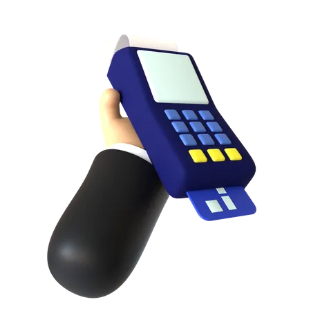 Card Terminal Holding  3D Illustration