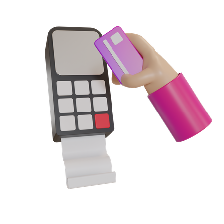 Card Terminal Holding  3D Illustration