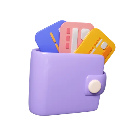 Cartoon Wallet With Credit Card Online Shopping Payment Concept Icon Isolated On White Background 3 D Rendering Illustration Clipping Path Of Each Element Included 3D Icon