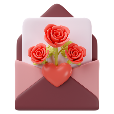 Card With Roses  3D Icon