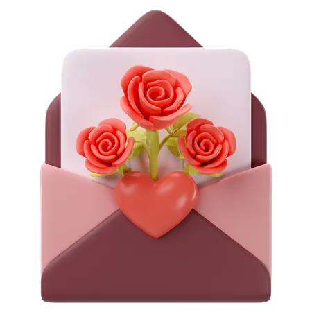 Card With Roses  3D Icon