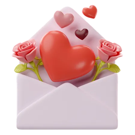 Card With Roses  3D Icon