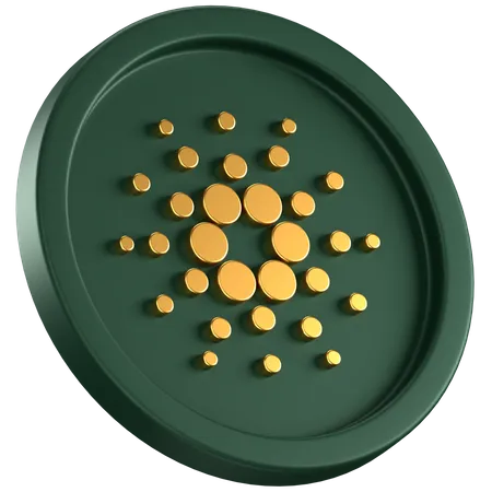 3 D Icon Of A Green Coin With Golden Cardano Logo In The Center 3D Icon
