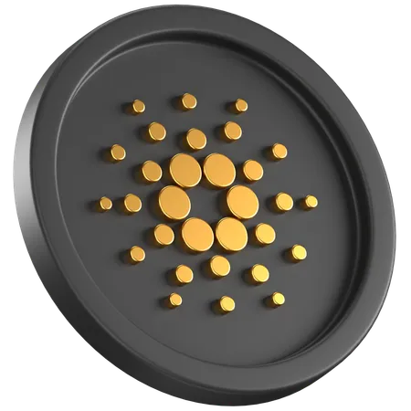 3 D Icon Of A Black Coin With Golden Cardano Logo In The Center 3D Icon