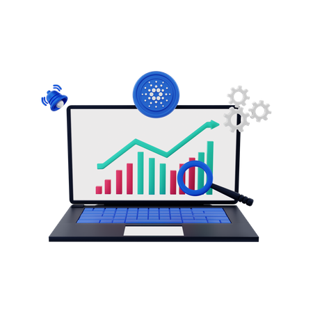 Cardano Coin Analysis  3D Illustration