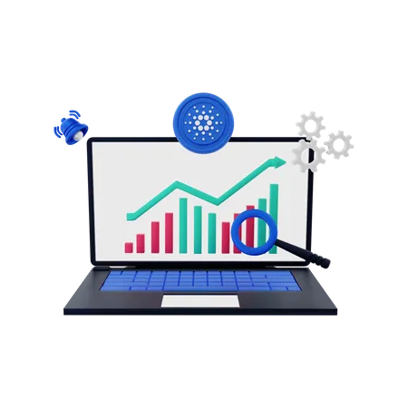 Cardano Coin Analysis  3D Illustration