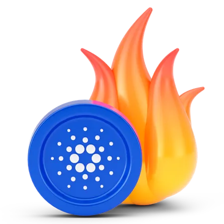 Cardano Coin Fire  3D Icon