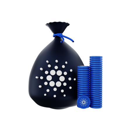 Cardano Coin Sack  3D Illustration