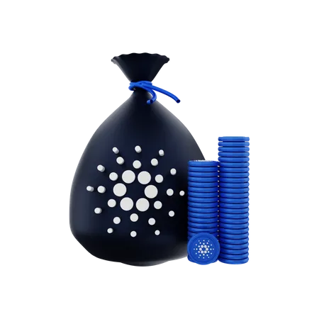 Cardano Coin Sack  3D Illustration