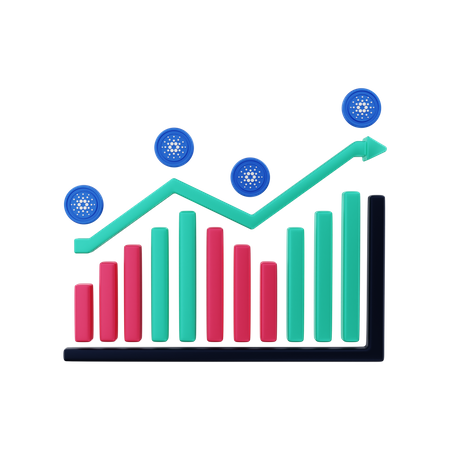 Croissance des investissements cardano  3D Illustration