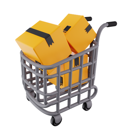 Cardboard Trolley  3D Icon