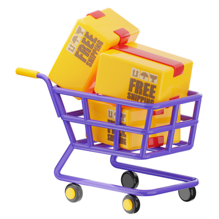 Cardboard Trolley  3D Icon