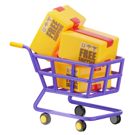 Cardboard Trolley  3D Icon