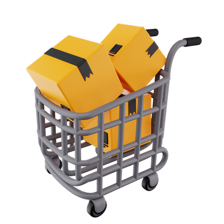 Cardboard Trolley  3D Icon