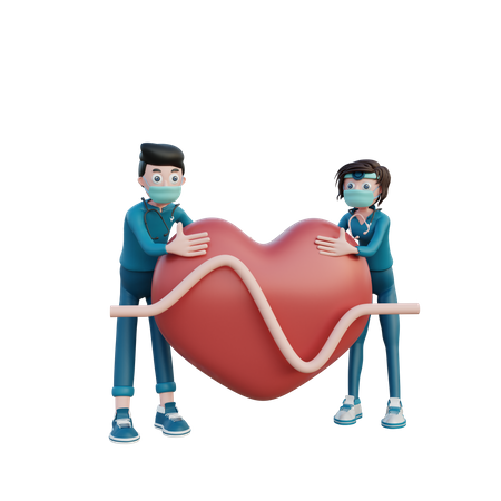 Cardiologist checking heart  3D Illustration