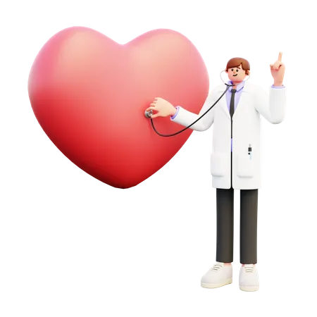 Cardiólogo masculino haciendo control cardíaco  3D Illustration