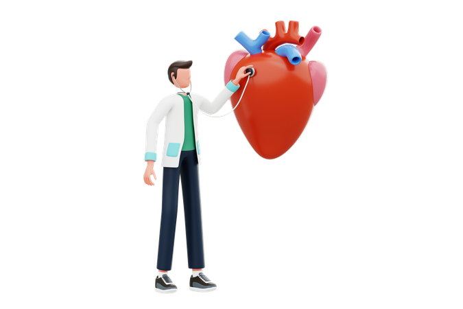 Cardiologue vérifiant le rythme cardiaque  3D Illustration