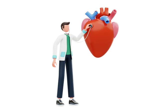 Cardiologue vérifiant le rythme cardiaque  3D Illustration